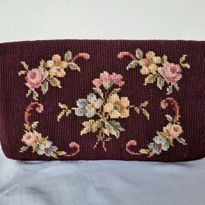Burgundy Needlepoint Clutch